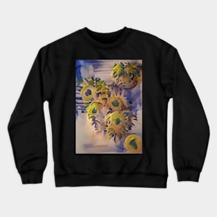 DREAMY WATERCOLOR SUNFLOWER LILAC BACKGROUND Crewneck Sweatshirt